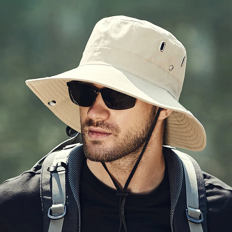 Chapéu de sol masculino Windproof Sun, modelo pescador. abas ajustáveis. Prático e bonito.